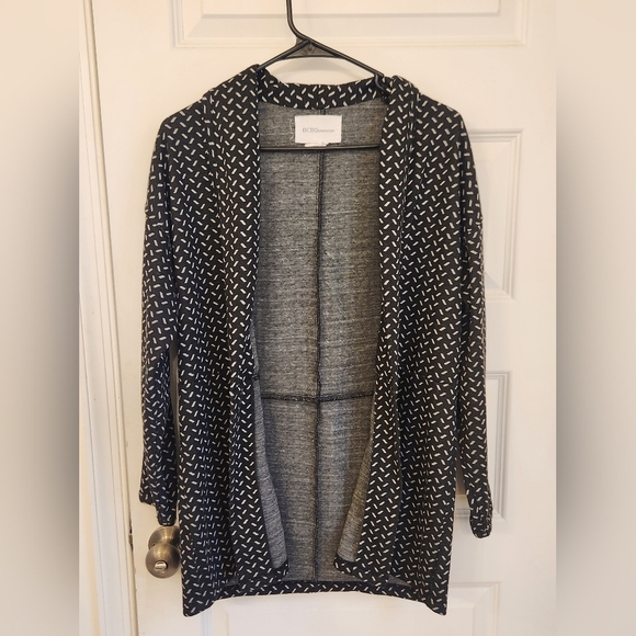BCBG Geometric Black White Blazer Cardigan Womens Size S - Picture 1 of 5